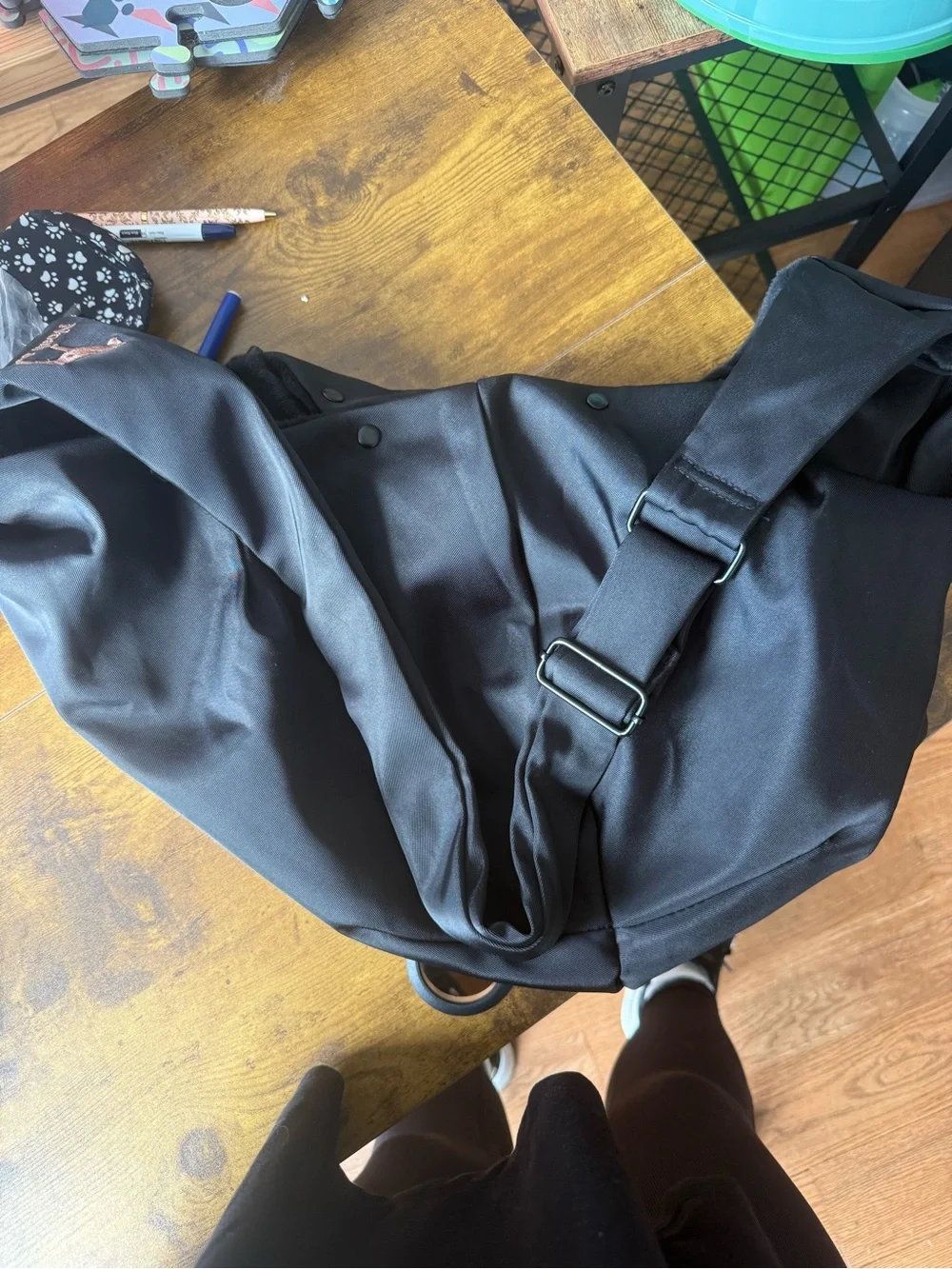 Black Crossbody Dog Carrier Sling - Cozy Hands-Free Pet Bag